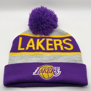 LA Lakers Knit Pom Beanie - NBA Team Cuff Hat - Youth size
